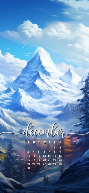 December Phone Wallpaper Snowy Mountain