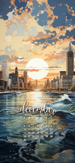 December Phone Wallpaper Winter City Sunset