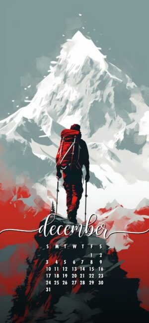 December Phone Wallpaper Winter Mountain Climber