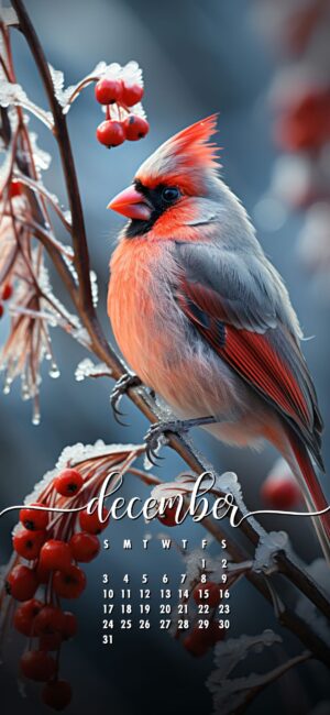December Phone Wallpaper Winter bird