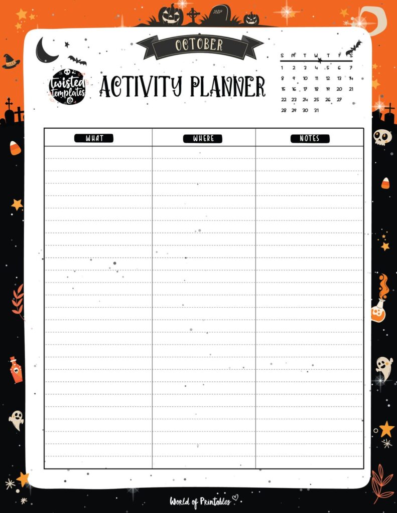Halloween Planner - Activity Planner