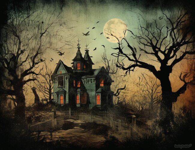 Haunted House Halloween Art Print