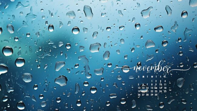 November Calendar Wallpaper Rain Background