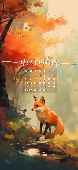 November Phone Wallpaper Forest Fox