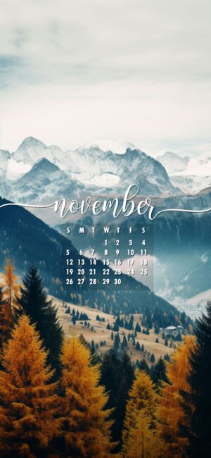 November Phone Wallpaper Mountain and forest