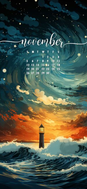 November Phone Wallpaper stormy lighthouse