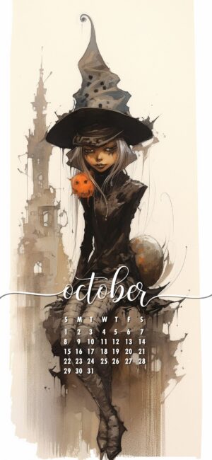 October Phone Wallpaper Cute Witch