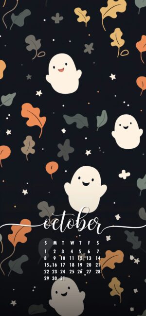 October Phone Wallpaper Ghost Pattern