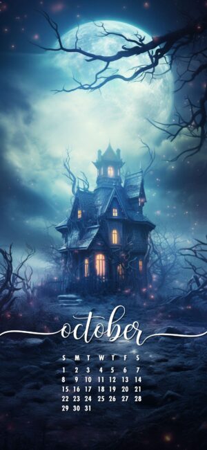 October Phone Wallpaper Halloween Haunted House