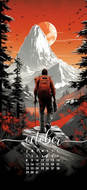 October Phone Wallpaper Mountain Climber