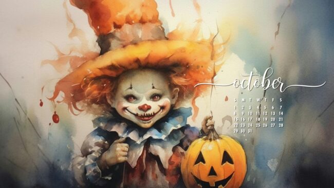 October Wallpaper Halloween Clown 34