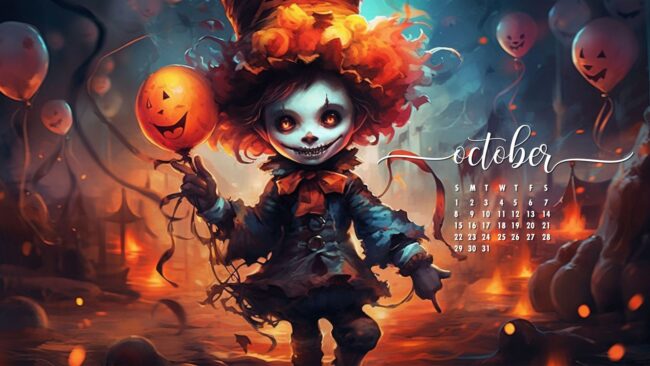October Wallpaper Halloween Scary Clown 36