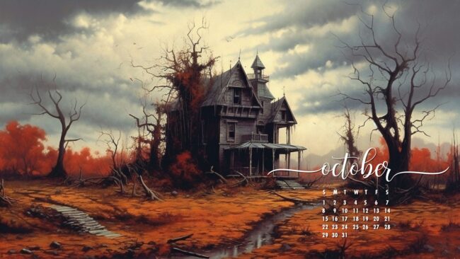 October Wallpaper Haunted House 21
