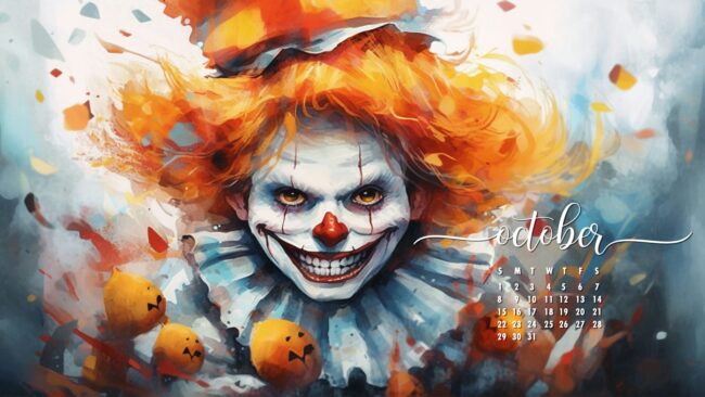 October Wallpaper Scary Clown 37