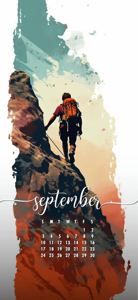September Phone Wallpaper Mountain Climber
