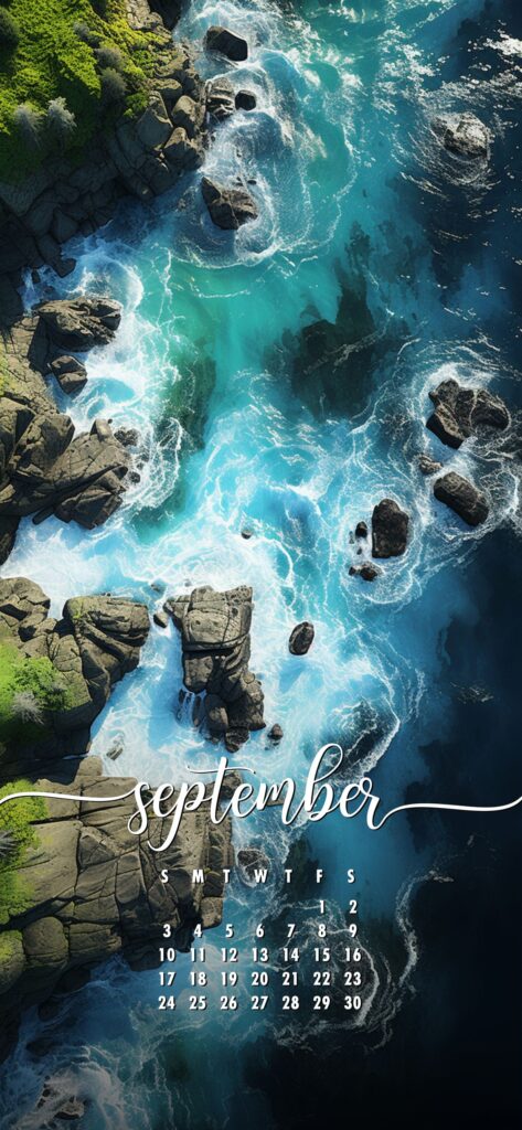 September Phone Wallpaper Ocean Rocks