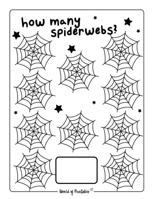 Spiderweb Halloween Math Worksheets - 10