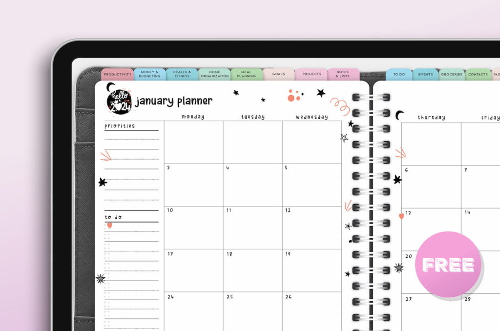 Digital Planner for iPad Monthly Calendar