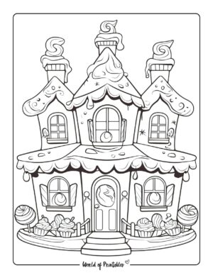Gingerbread House Coloring Pages - World of Printables