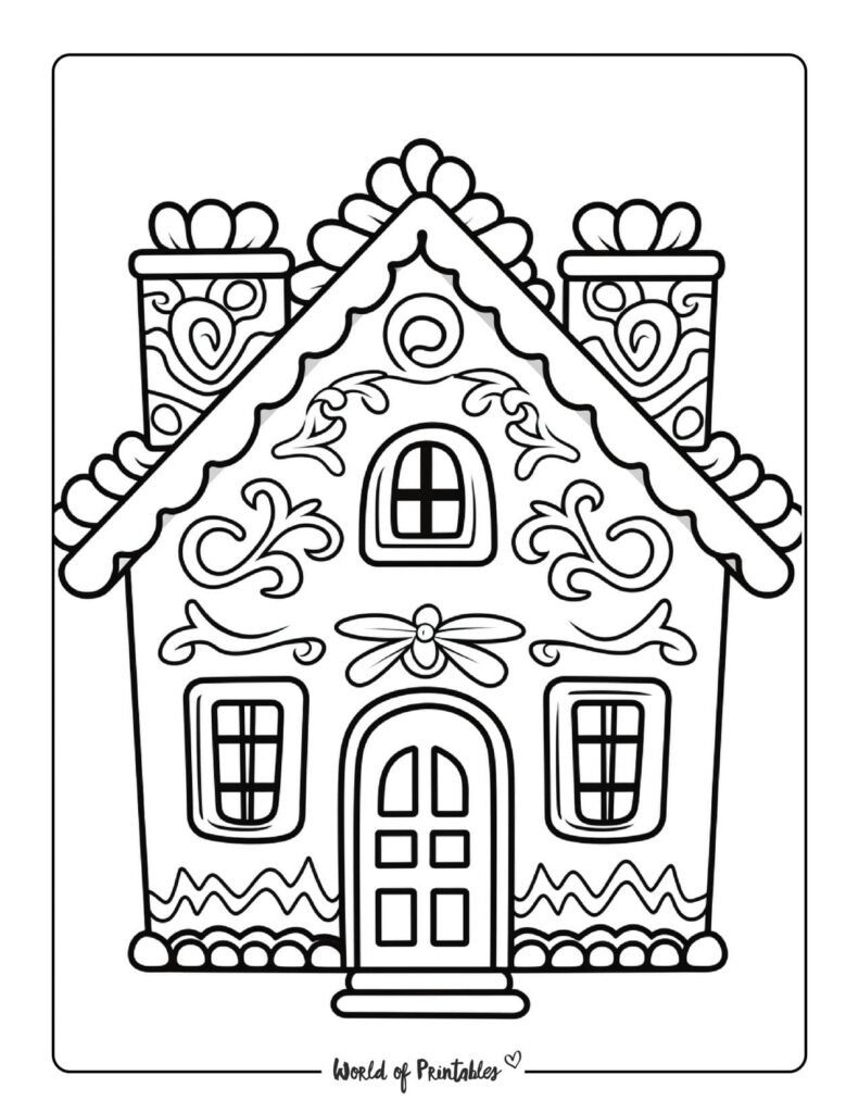 Gingerbread House Coloring Pages - World of Printables