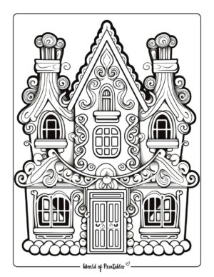Gingerbread House Coloring Pages - World of Printables