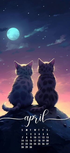 April 2024 Calendar Wallpaper Cute Cats