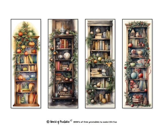 Christmas Bookmarks featuring bookshelf