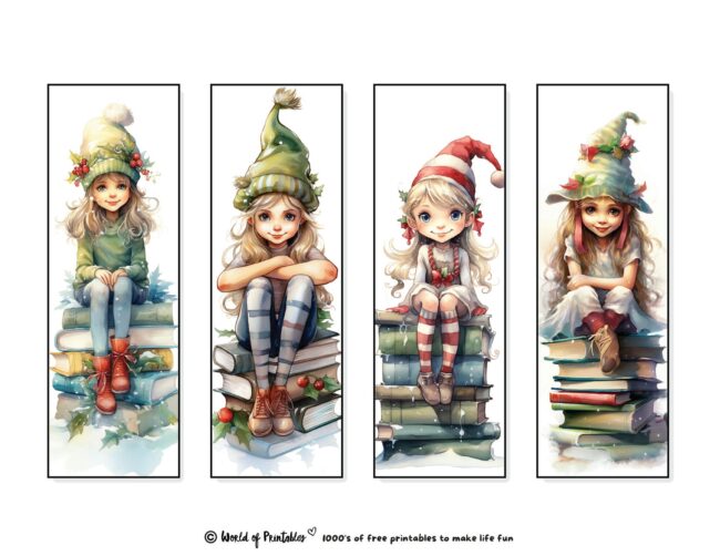 Christmas Bookmarks featuring sitting elf