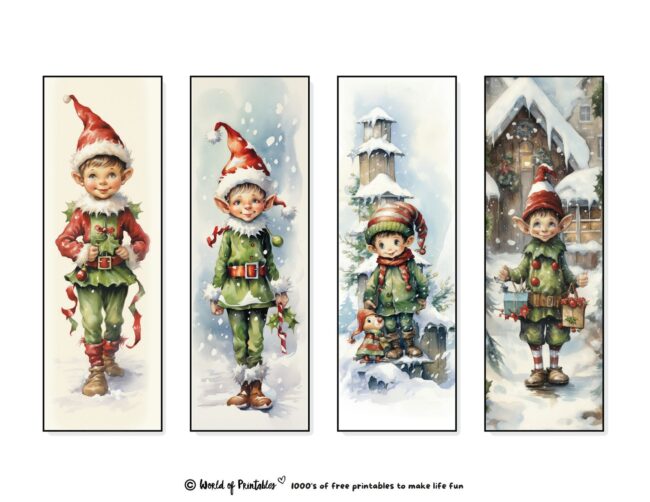 Christmas Bookmarks featuring Christmas elfs