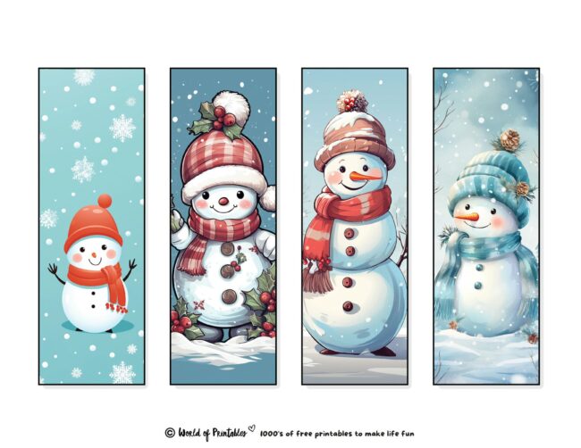 Christmas Bookmarks featuring cute snowman
