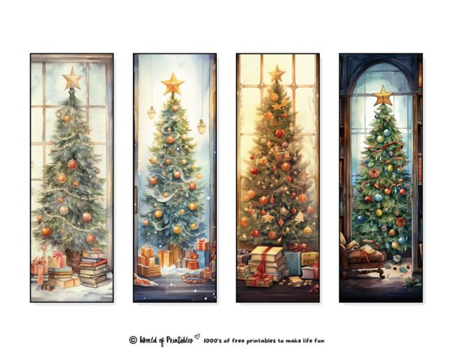 Christmas Bookmarks featuring christmas trees