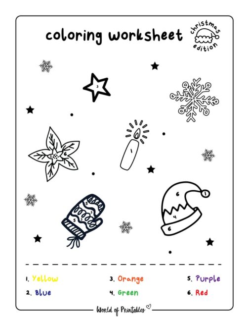Christmas Coloring Worksheets for Kindergarten