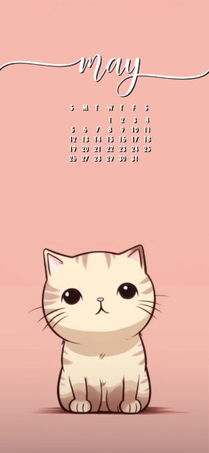 Cute Cat May 2024 Calendar Wallpaper