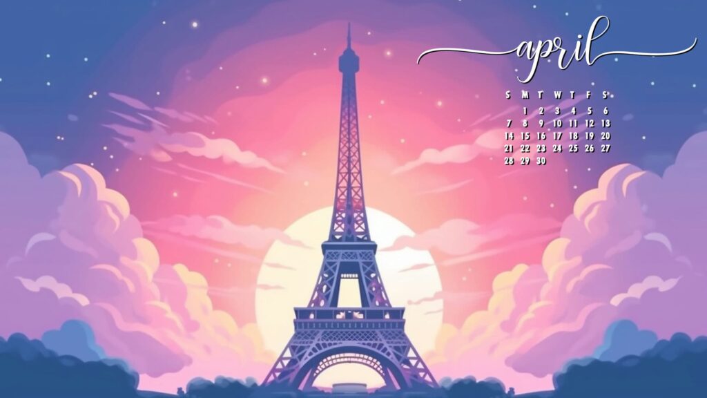 Eiffel Tower April Desktop Wallpaper