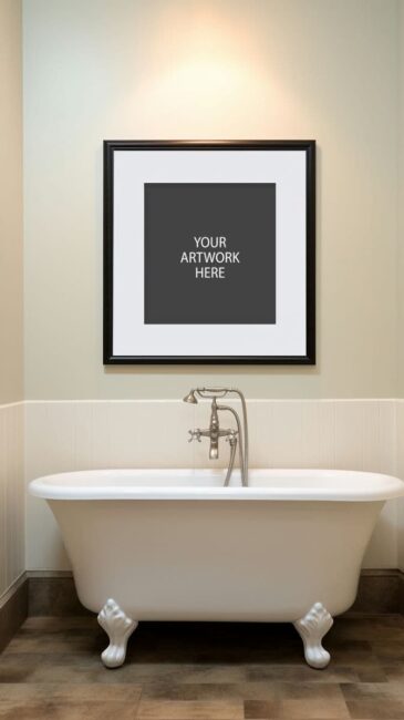 Frame Mockup in bathroom setting