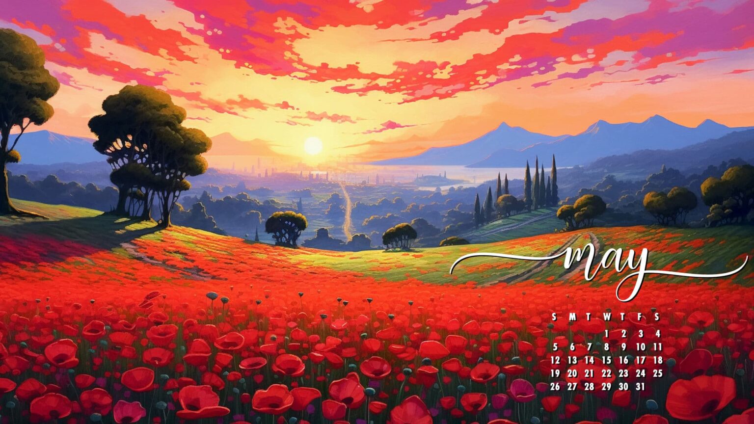 Free May 2024 Calendar Wallpaper