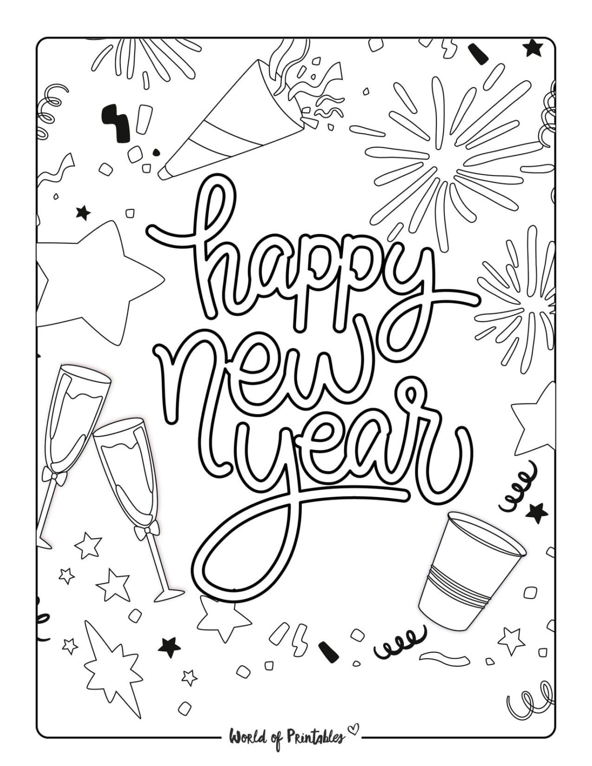 New Year Coloring Sheets - World Of Printables