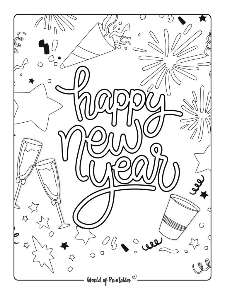 New Year Coloring Sheets - World of Printables