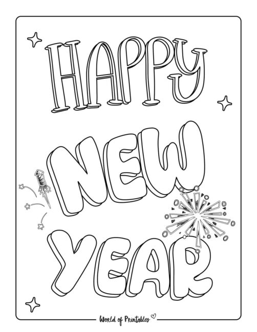 New Years Colouring Pages