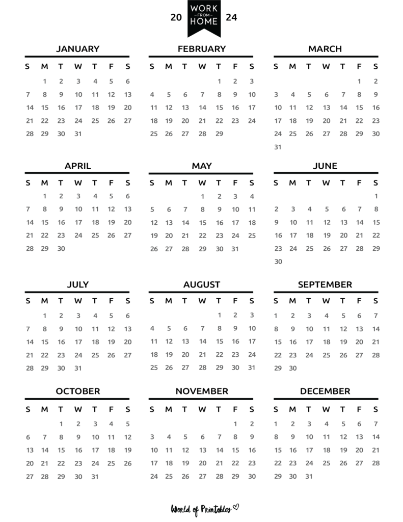 Work From Home Planner 2024 Calendar