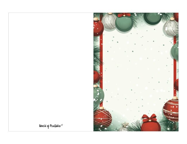 free printable christmas cards bauble border