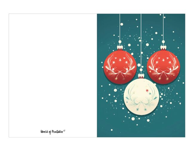 free printable christmas cards beautiful baubles
