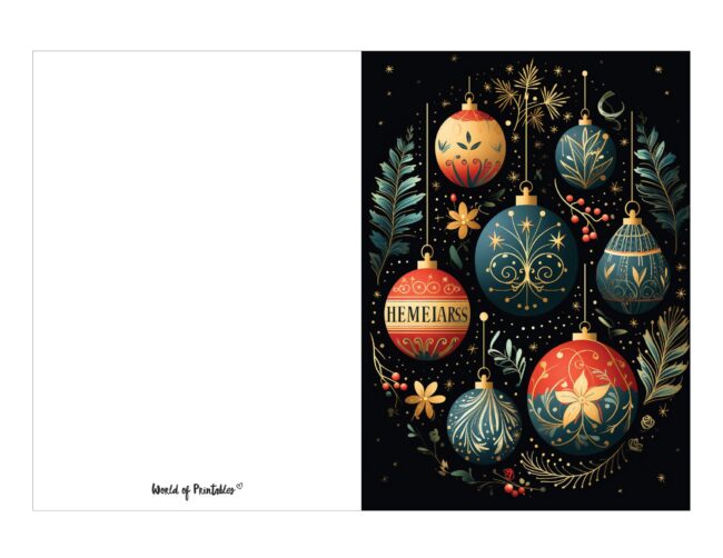free printable christmas cards beautiful christmas baubles