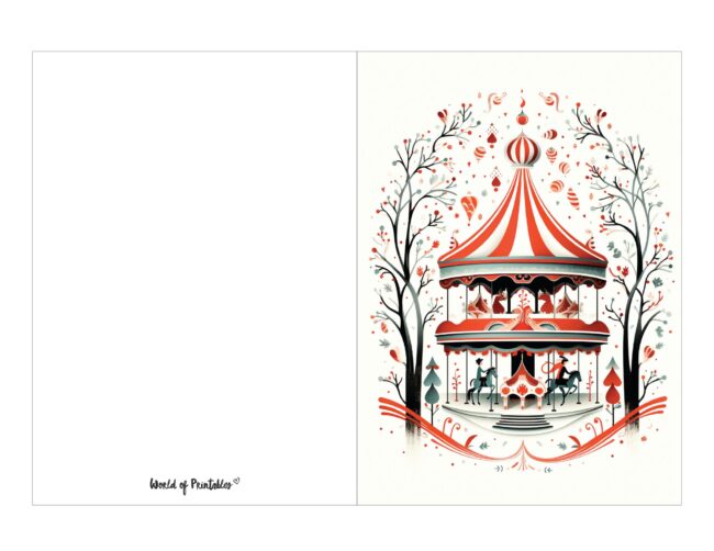 free printable christmas cards carousel