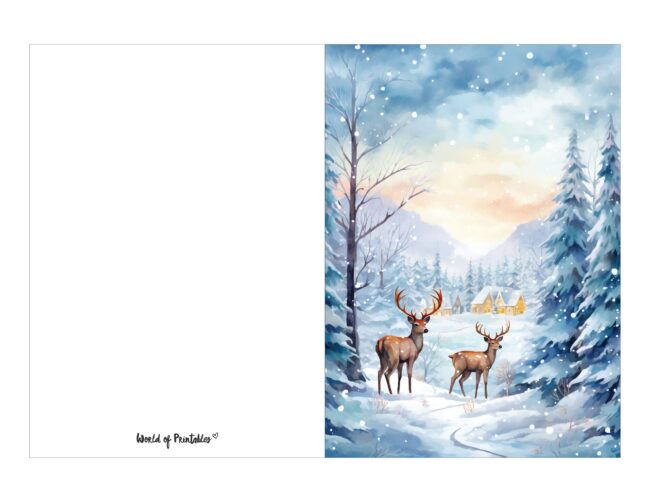 free printable christmas cards charming reindeers