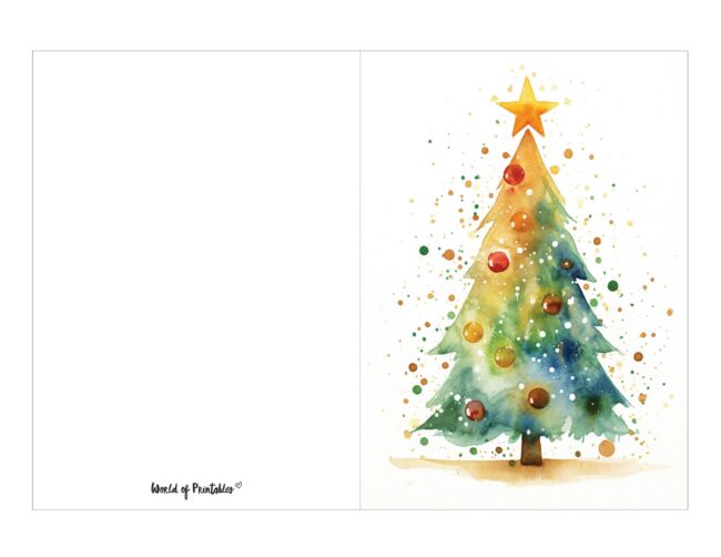 free printable christmas cards christmas tree in watercolor