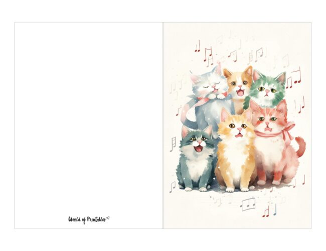 free printable christmas cards cute cats singing