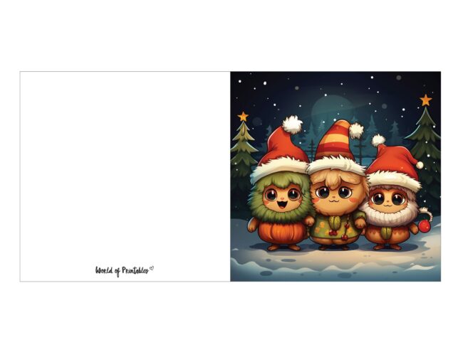 free printable christmas cards cute elves