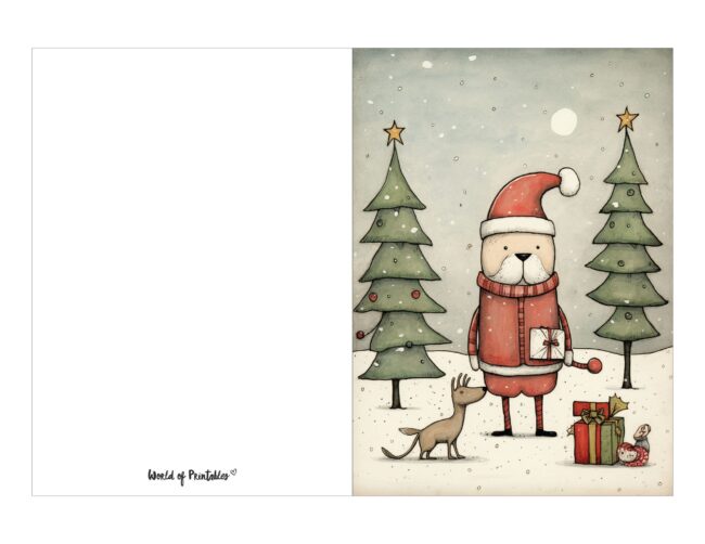 free printable christmas cards cute illustration