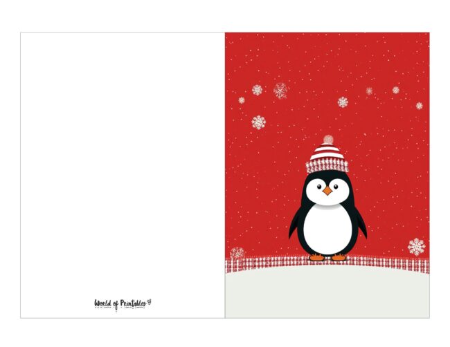 free printable christmas cards cute penguin